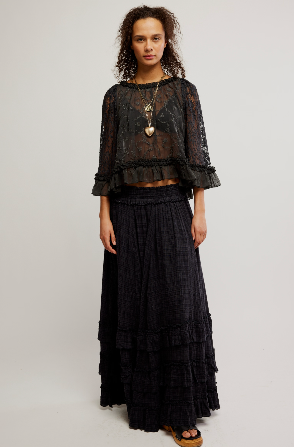 Free People Carly Cape Top - Bitumen