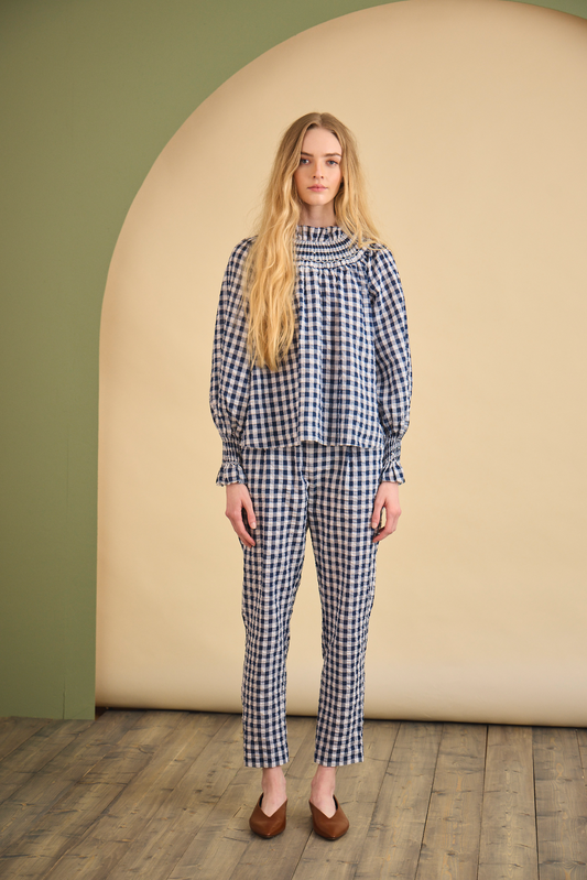 Hayes Blouse - Navy/White