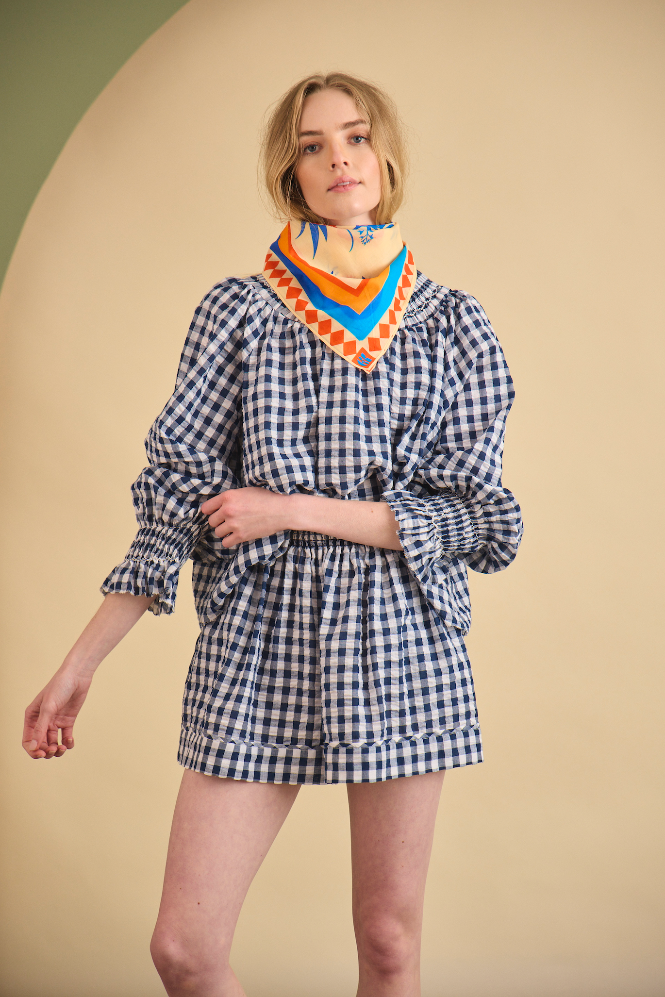Hayes Blouse - Navy/White