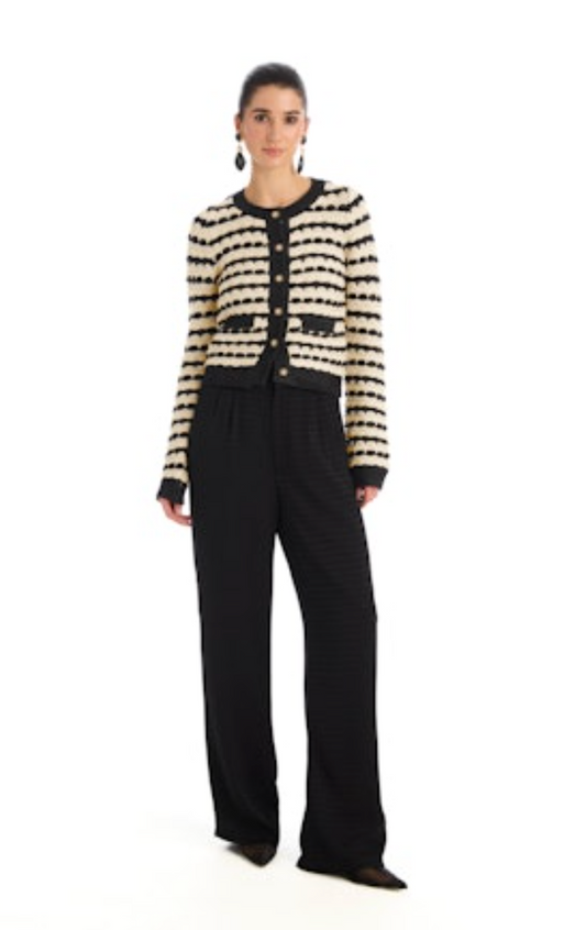 Celine Cardigan - Charcoal Stripe