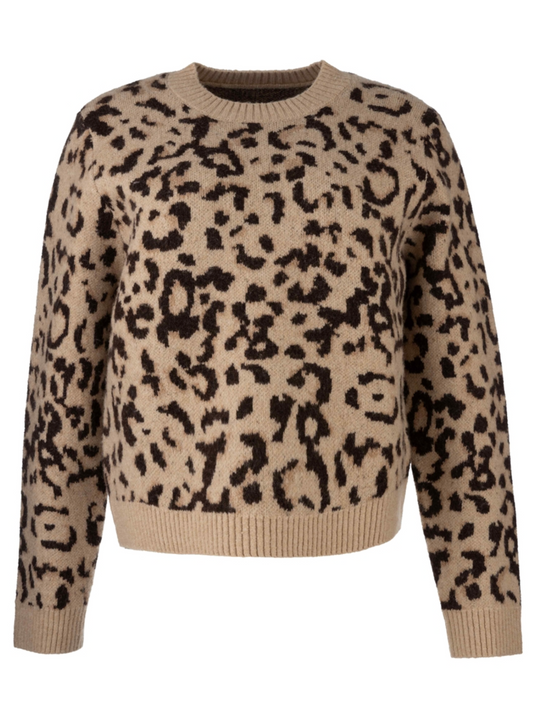 Gisela Animal Print Pullover Sweater - Beige/Brown