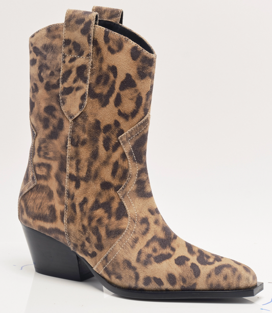 Free People Cat Nap Cowboy Boots - Leopard Suede