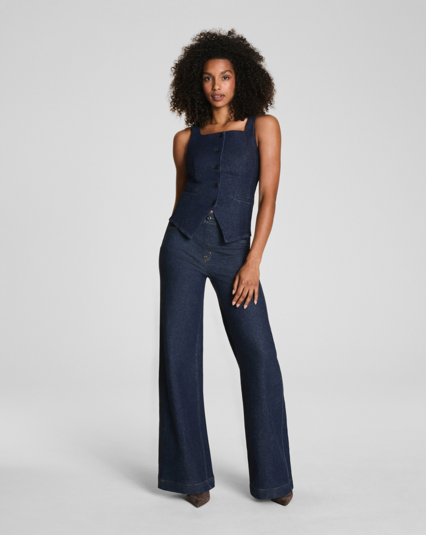 Spanx Denim Vest Top - Raw Indigo