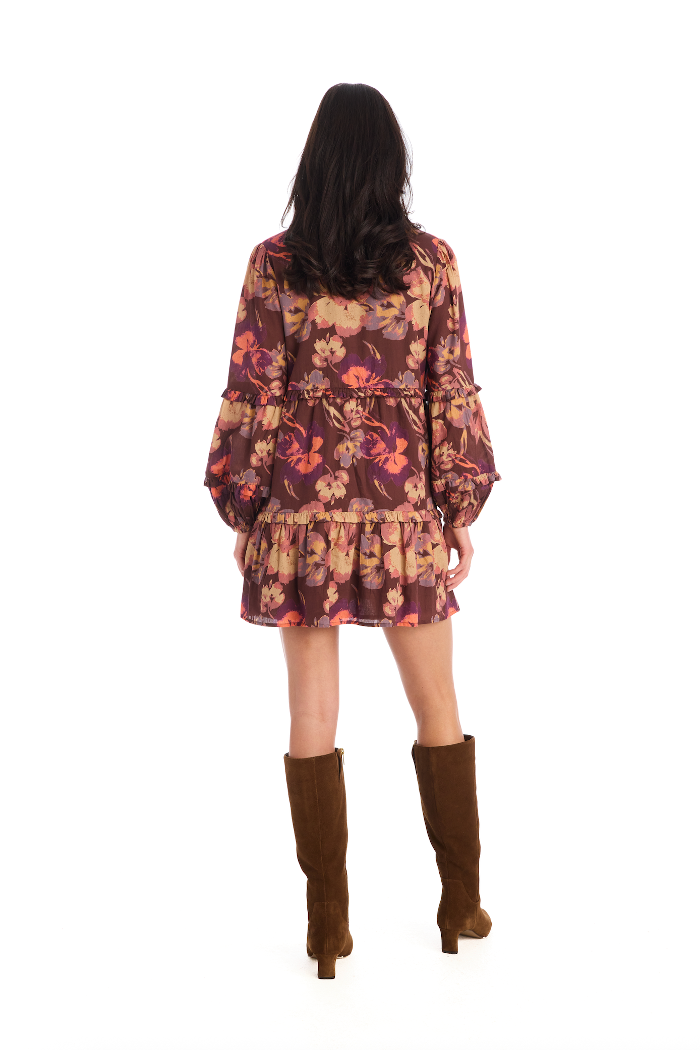 Michelle Mini Dress - Brown Floral