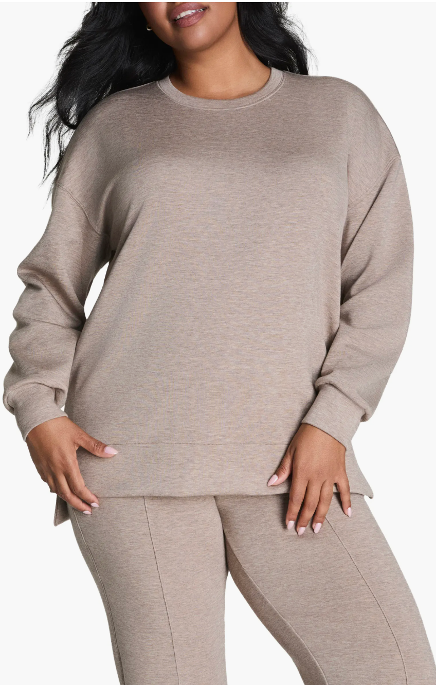 Spanx Brushed AirEssentials Crewneck Sweatshirt - Birch Heather