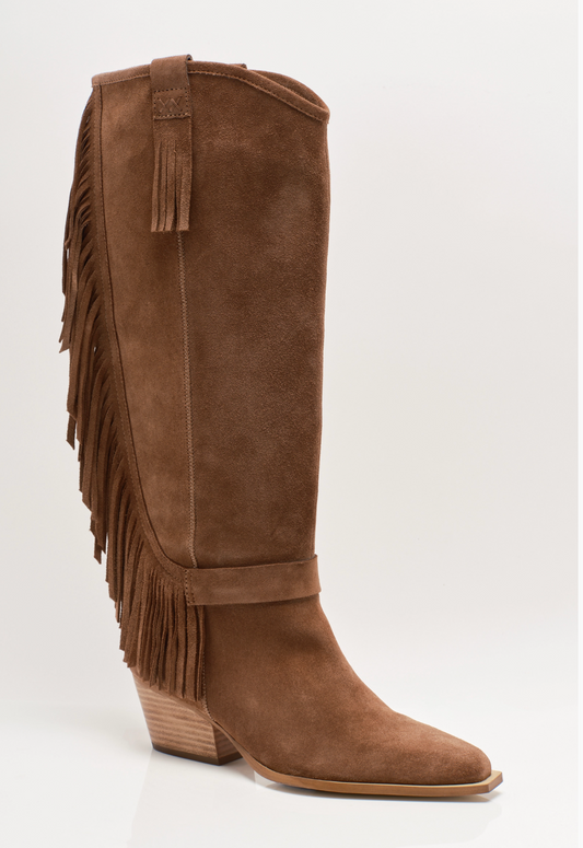 Free People Faith Fringe Western Boots - Faded Saddle Suede