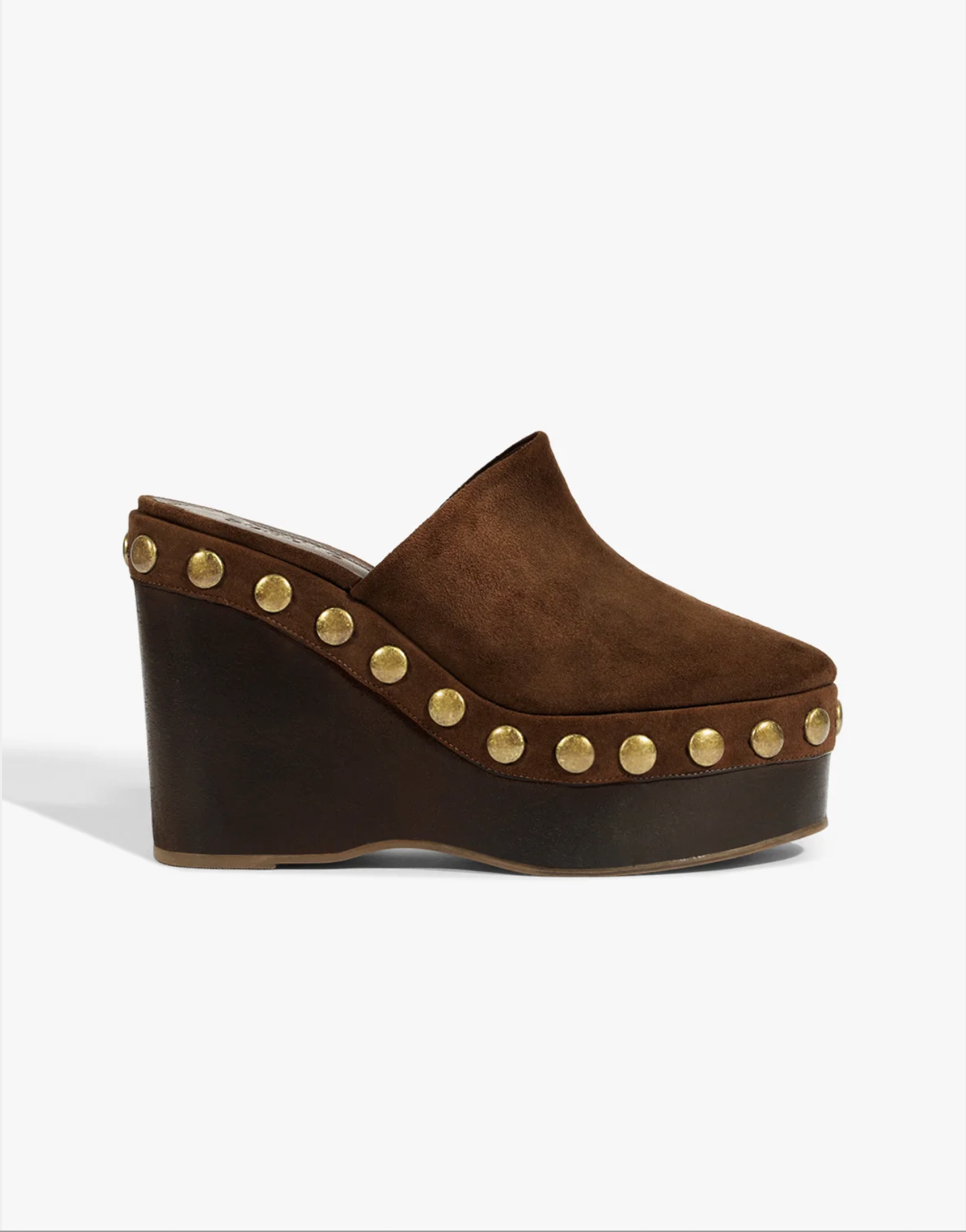 Schutz Sierra Studs Suede Pump Shoe - Root Brown