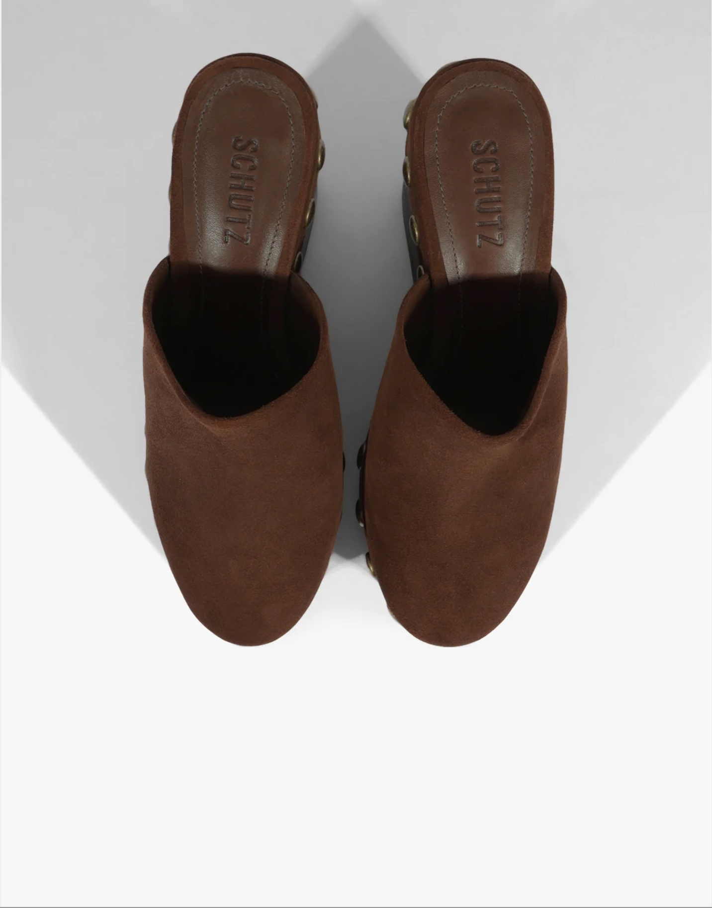 Schutz Sierra Studs Suede Pump Shoe - Root Brown
