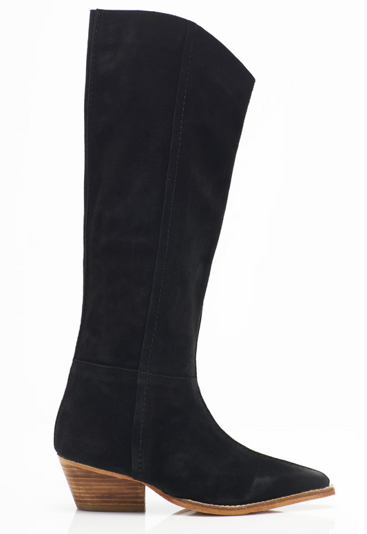Free People Sway Low Slouch Boot 2.0 - Black Suede