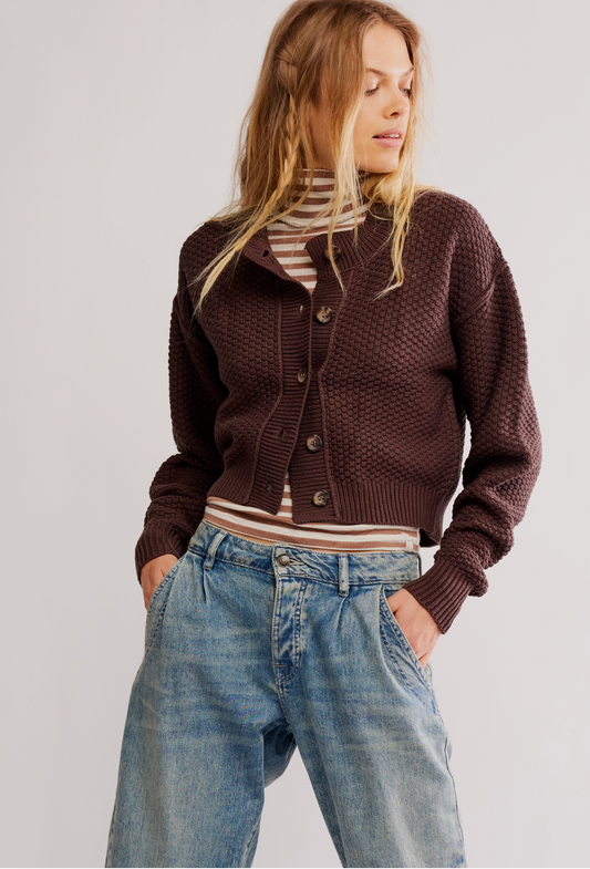 Free People Lila Cardigan Sweater - Potting Soil