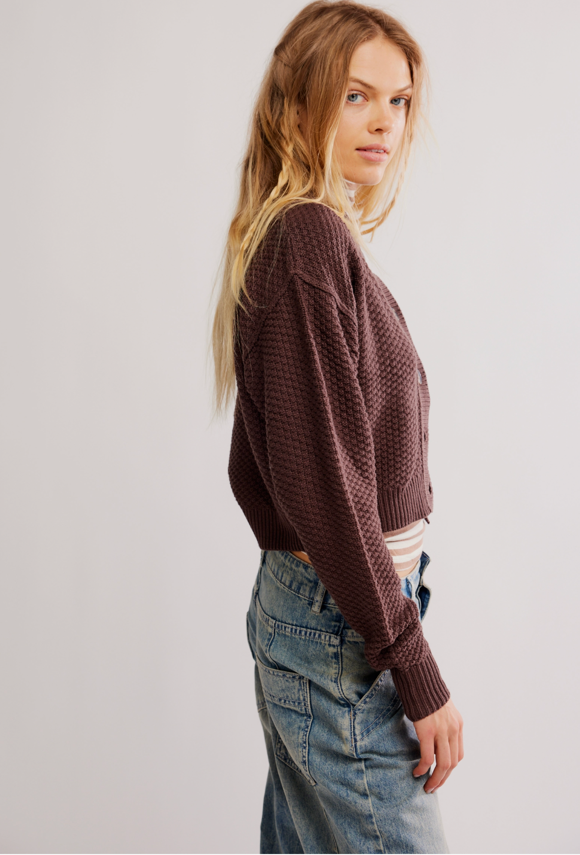 Free People Lila Cardigan Sweater - Potting Soil