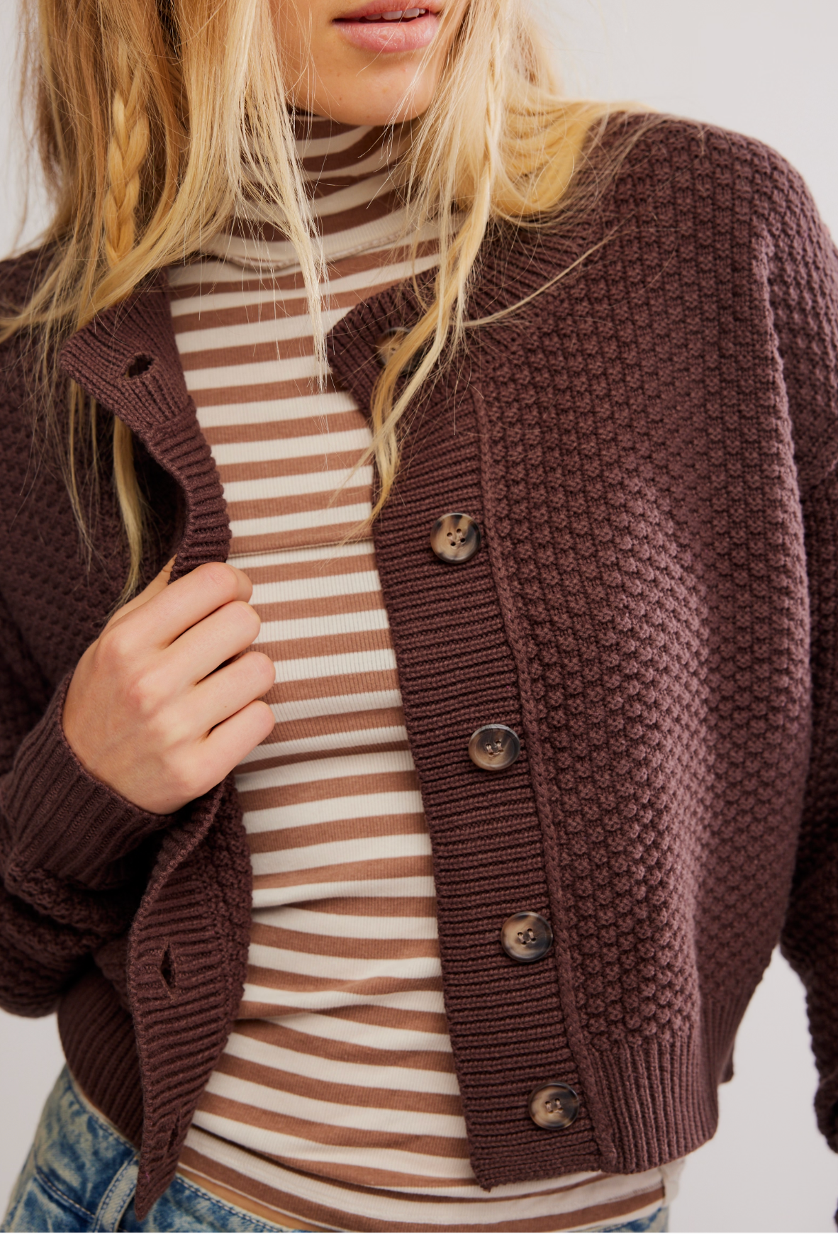 Free People Lila Cardigan Sweater - Potting Soil