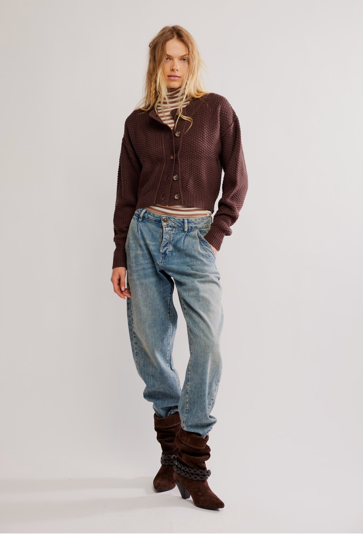 Free People Lila Cardigan Sweater - Potting Soil