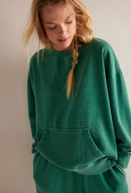 Free People Slow It Down Pullover - Rainforest Moss