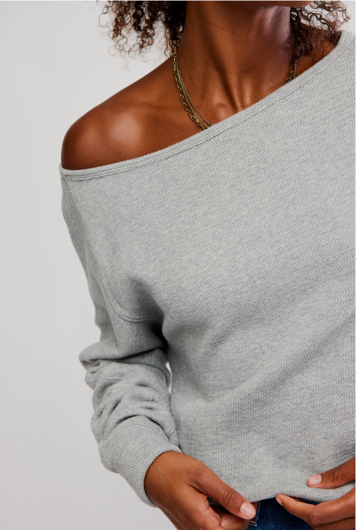 Free People Jess Long Sleeve Shirt - Heather Grey