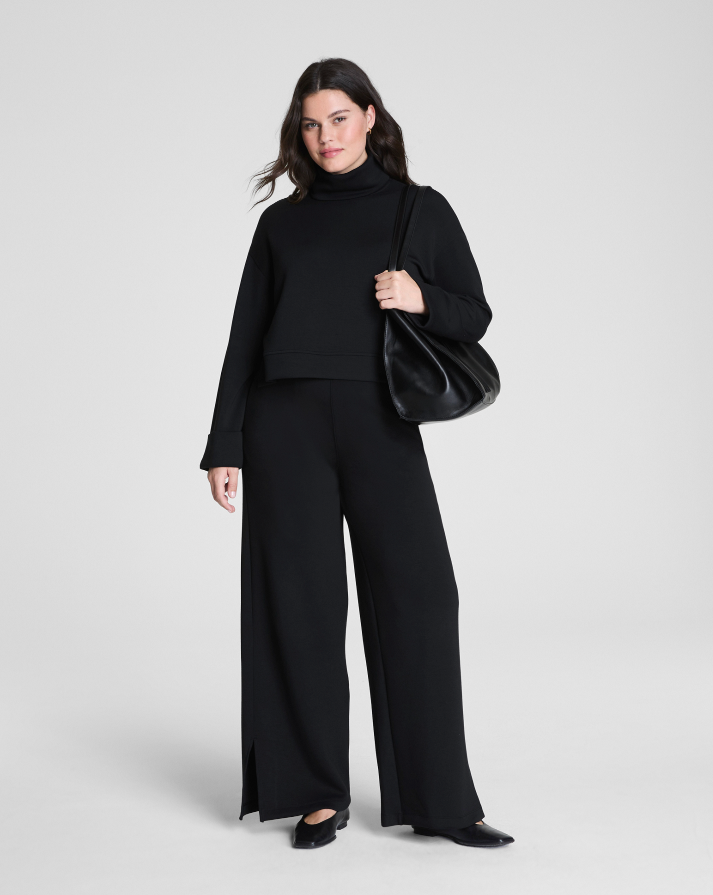 Spanx AirEssentials Cropped Turtleneck Top - Very Black