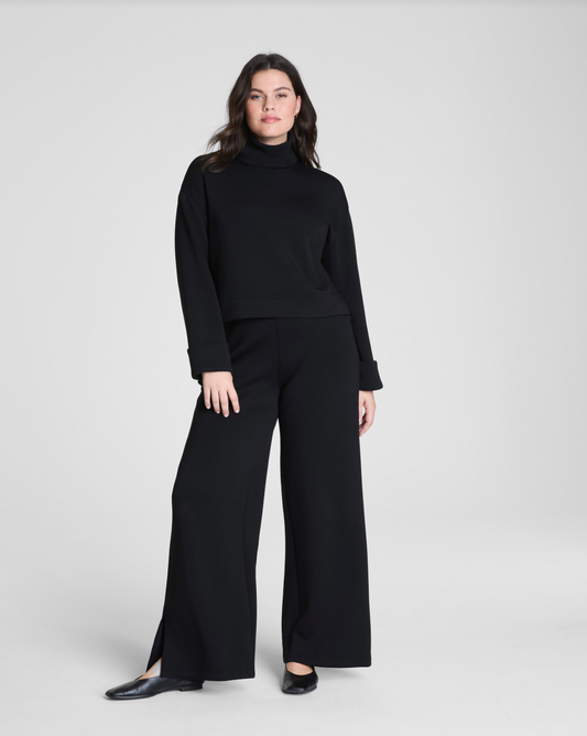 Spanx AirEssentials Cropped Turtleneck Top - Very Black