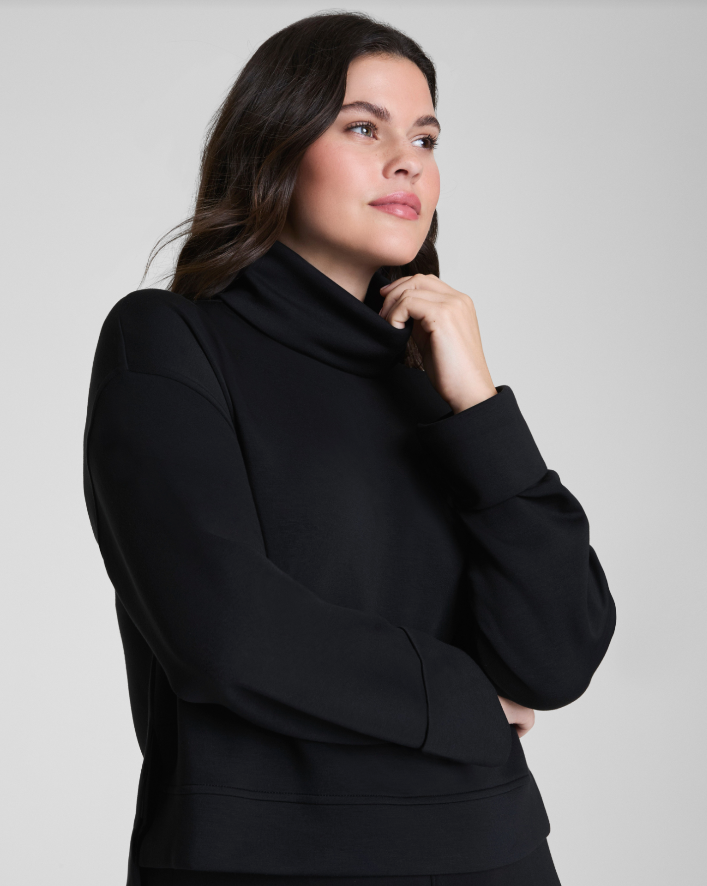 Spanx AirEssentials Cropped Turtleneck Top - Very Black
