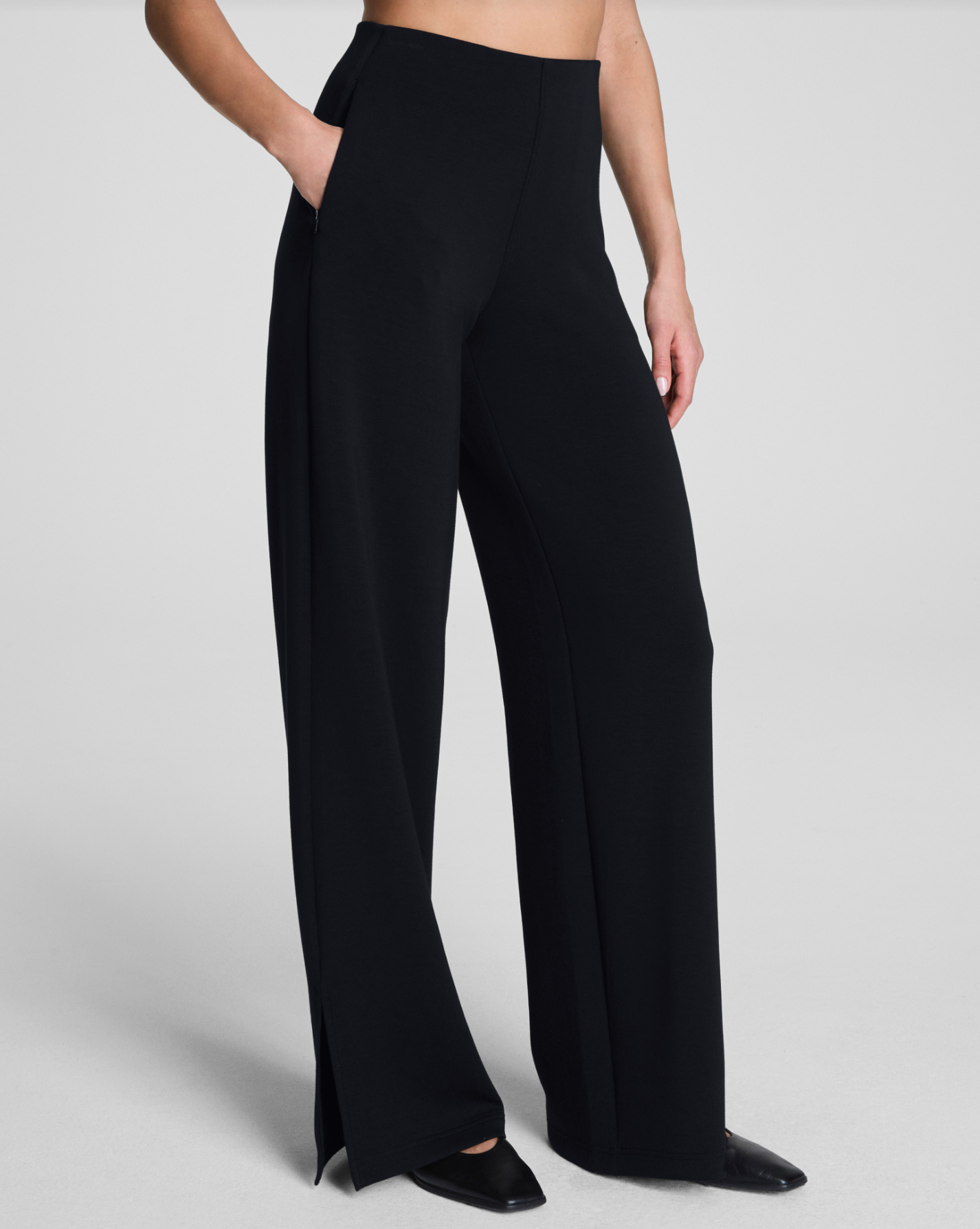 Spanx AirEssentials Zero Waistband Wide Leg Pants - Very Black