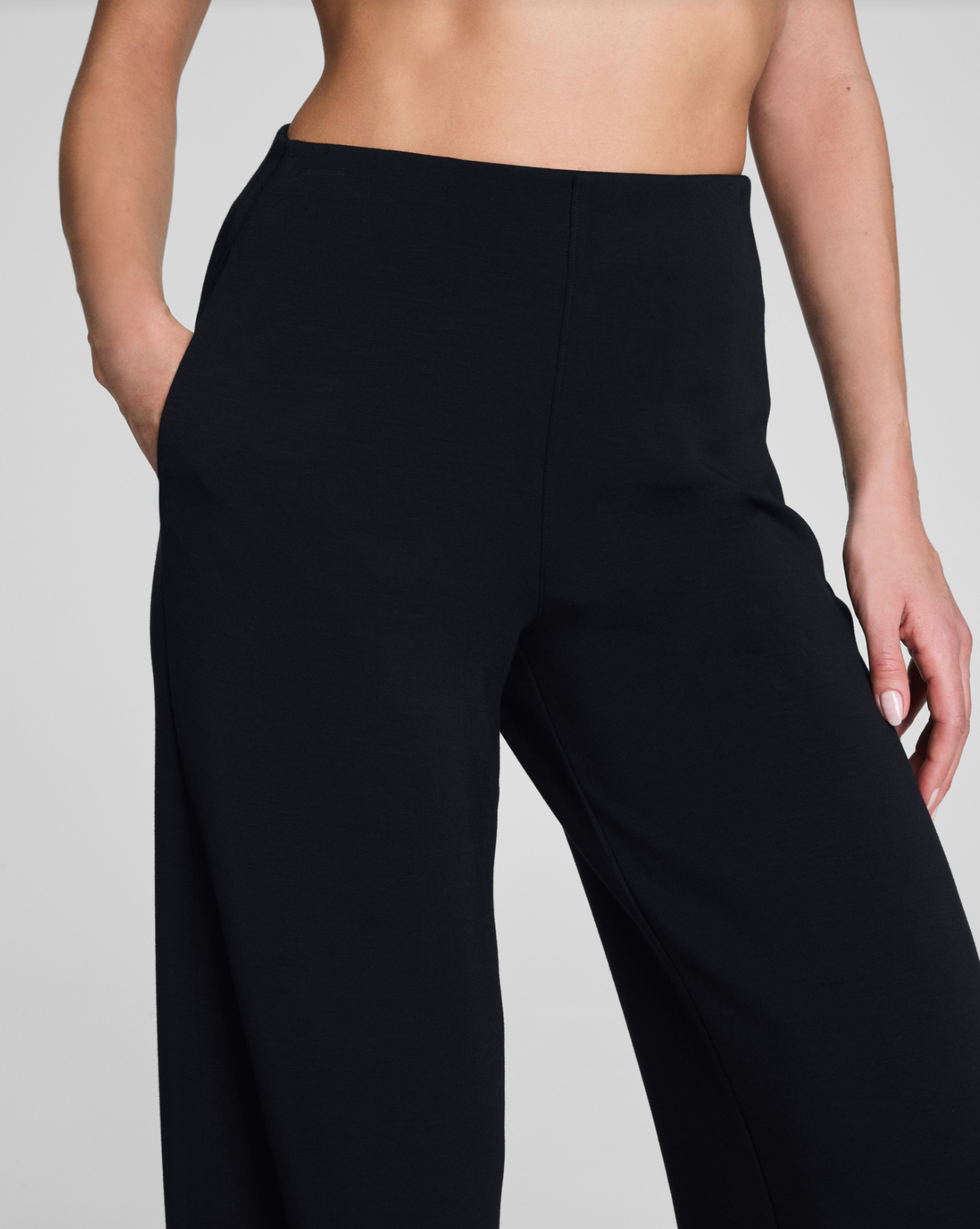 Spanx AirEssentials Zero Waistband Wide Leg Pants - Very Black