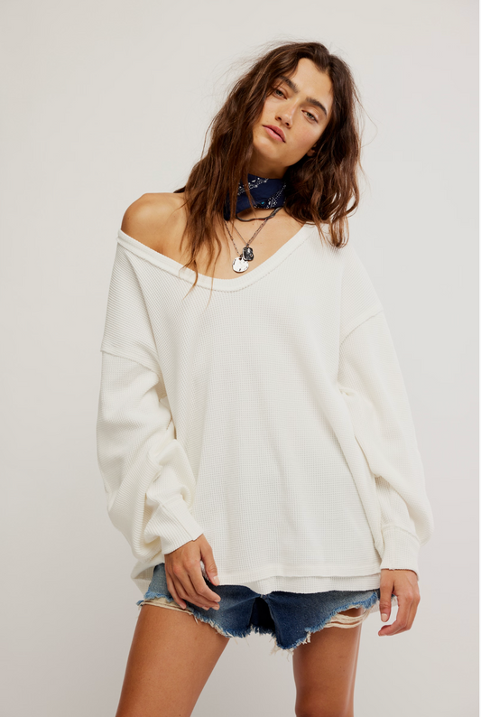 Free People Coast 2 Coast Thermal Top - Clean Ivory