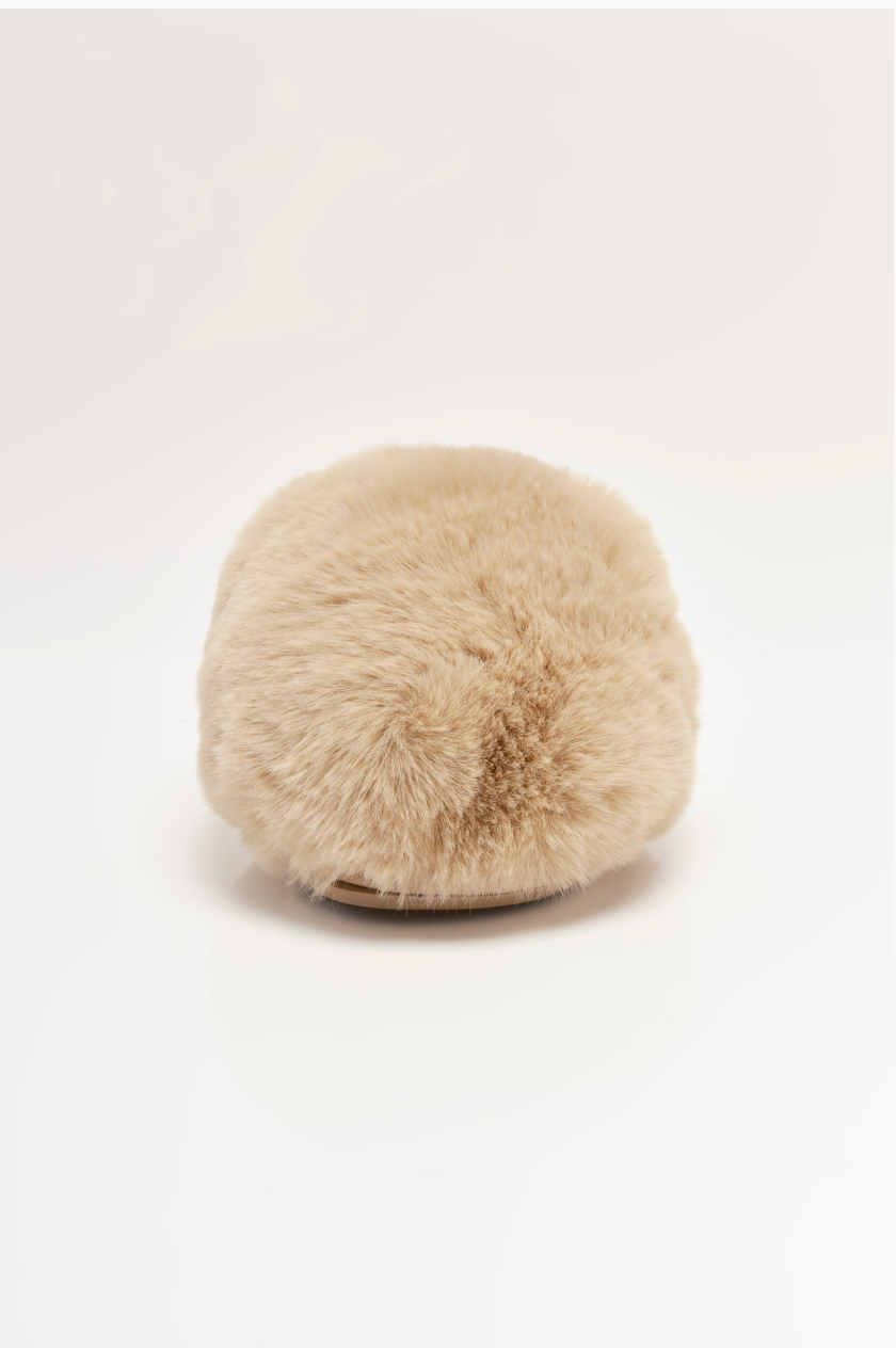 Free People Snowball Slippers - Taupe Faux Fur