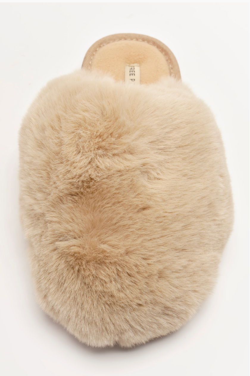 Free People Snowball Slippers - Taupe Faux Fur