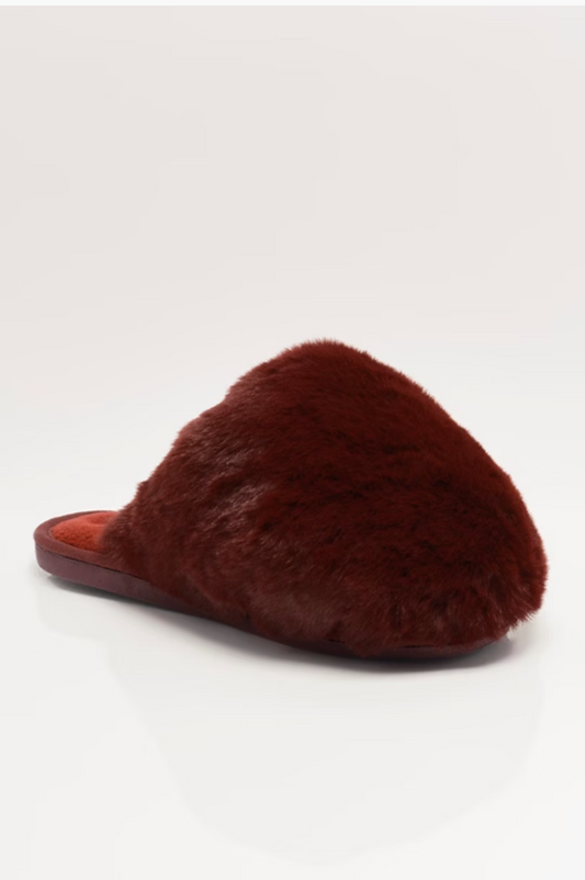 Free People Snowball Slippers - Cabernet Faux Fur