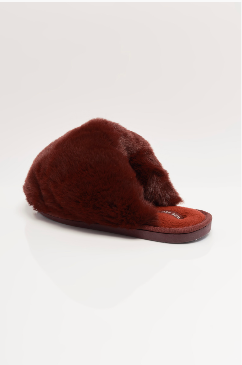 Free People Snowball Slippers - Cabernet Faux Fur