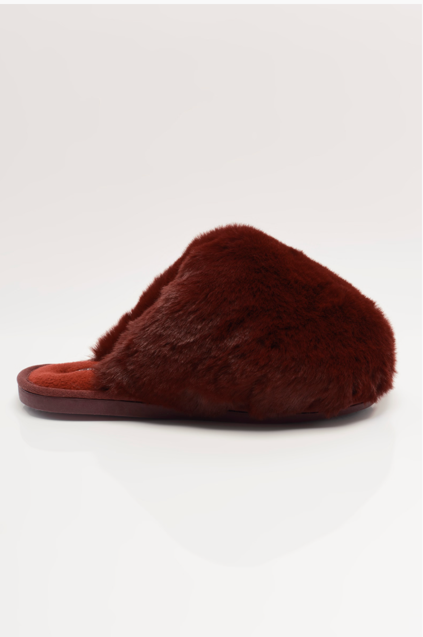 Free People Snowball Slippers - Cabernet Faux Fur