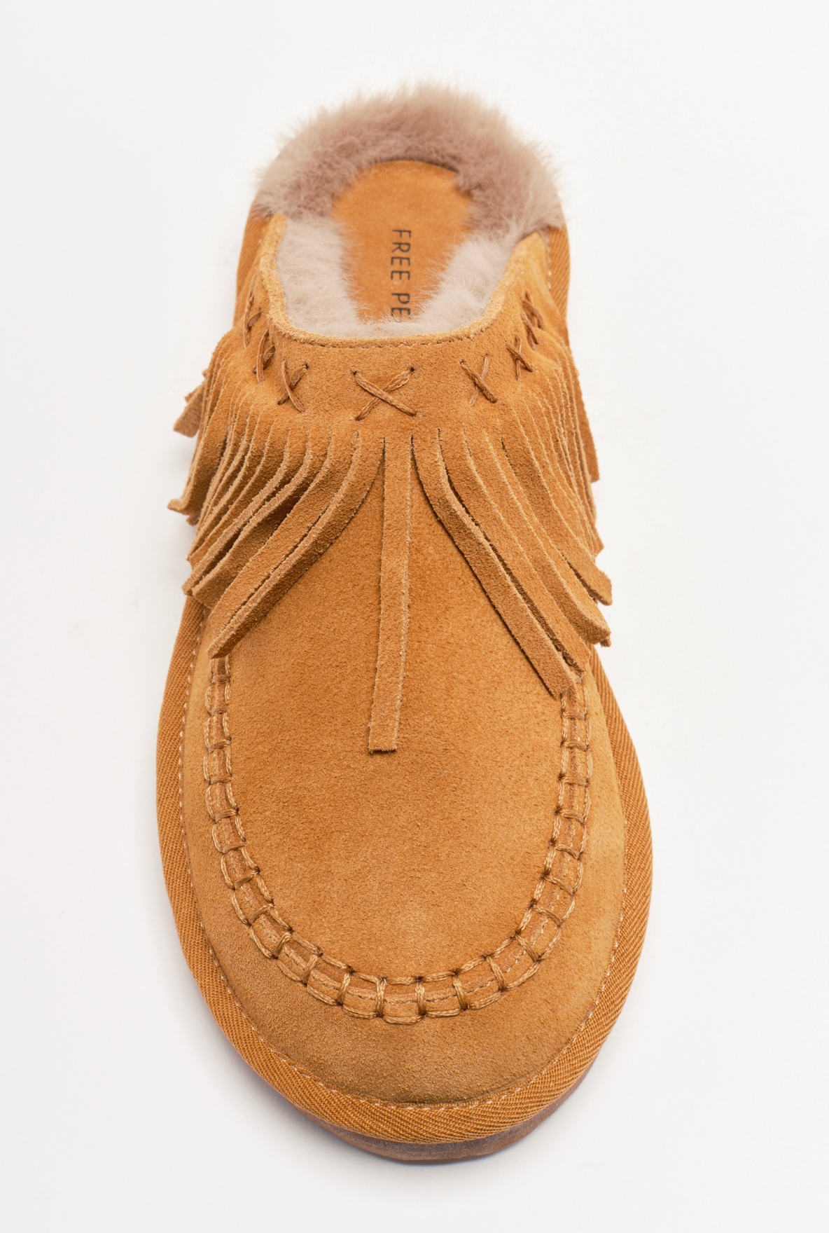 Free People Fallon Fringe Mule Shoes - Toffee Suede