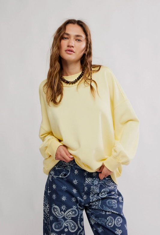 Free People Palm Springs Pullover Sweatshirt - Banana Cream
