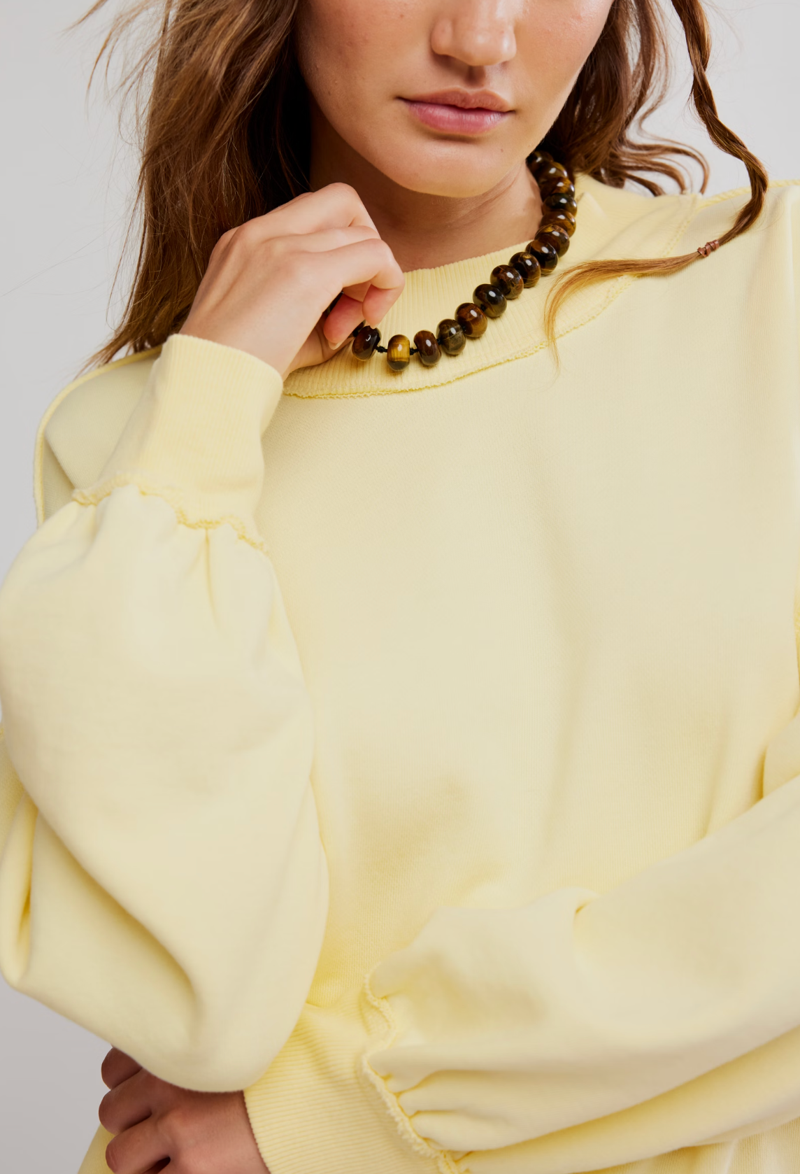 Free People Palm Springs Pullover Sweatshirt - Banana Cream