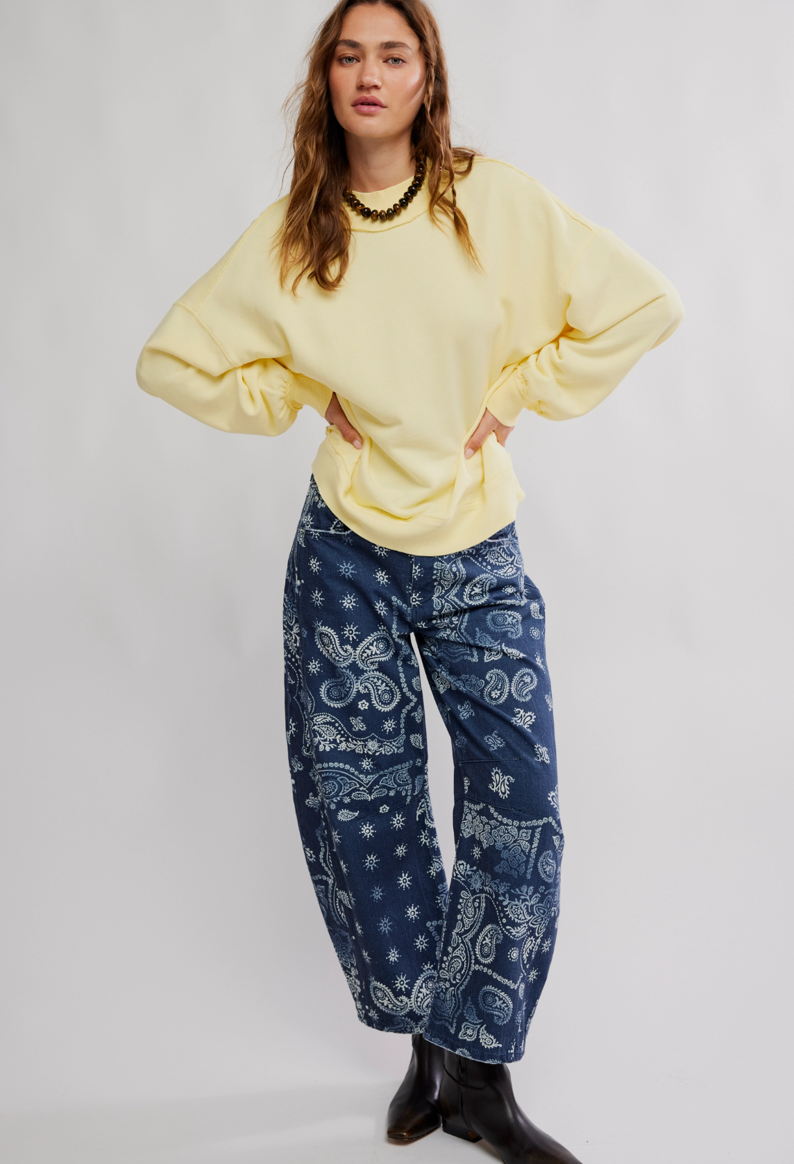 Free People Palm Springs Pullover Sweatshirt - Banana Cream