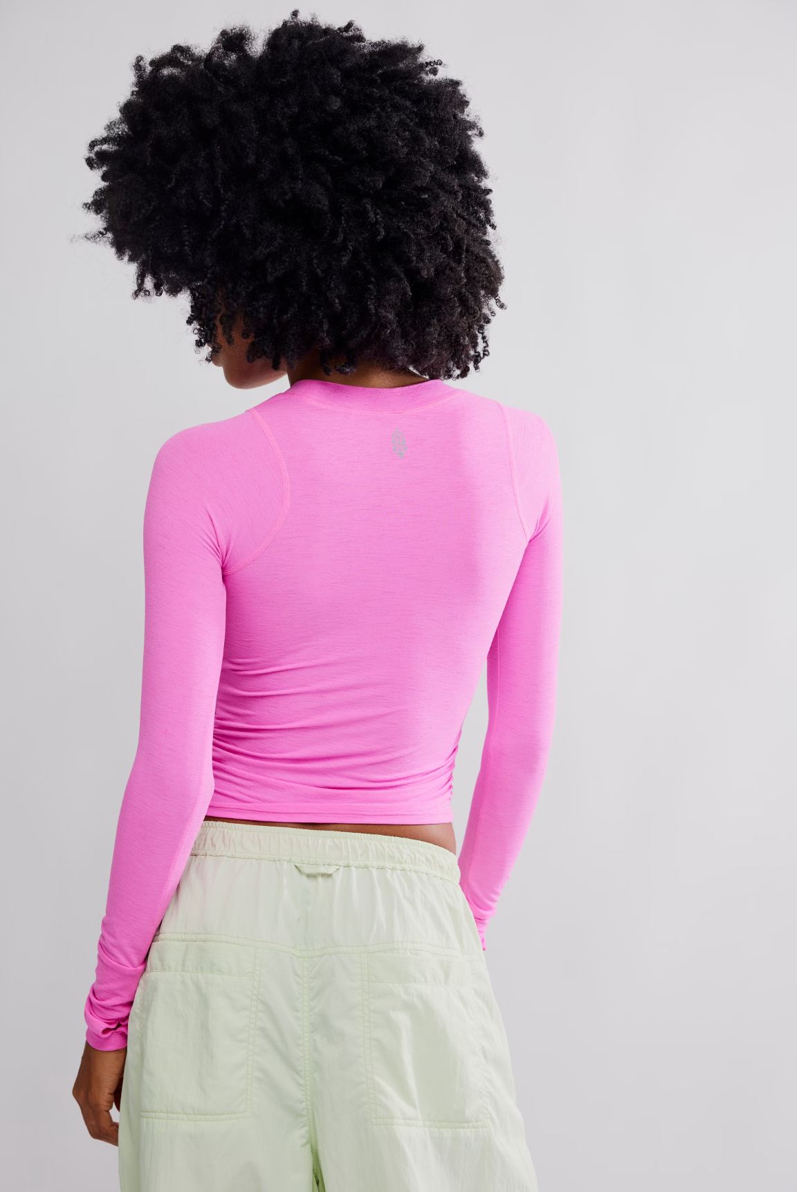 Free People Tempo Ruched Long Sleeve Shirt - Fuchsia Flirt