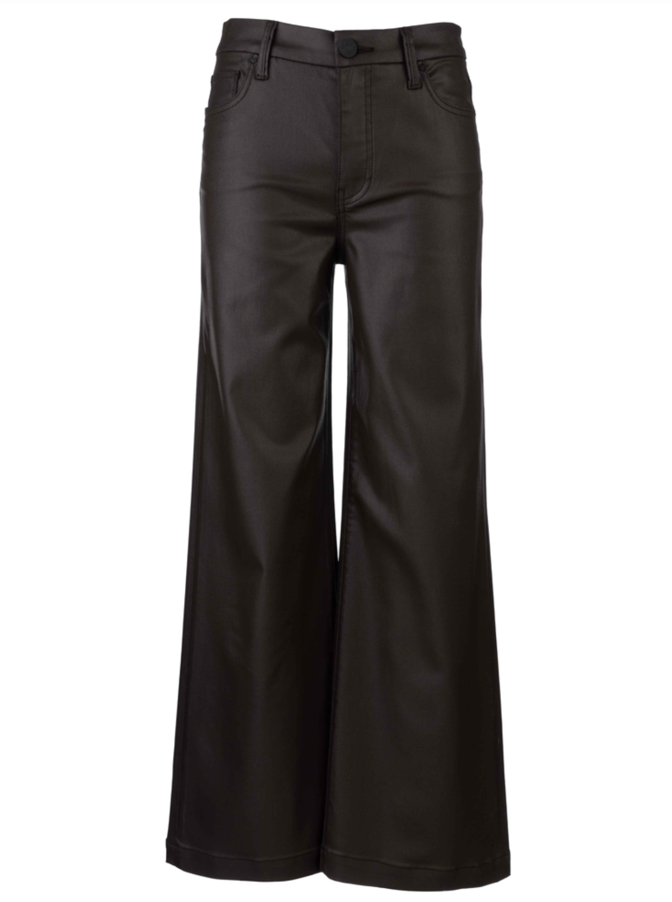 Meg Coated High Rise Wide Leg Jean - Chocolate