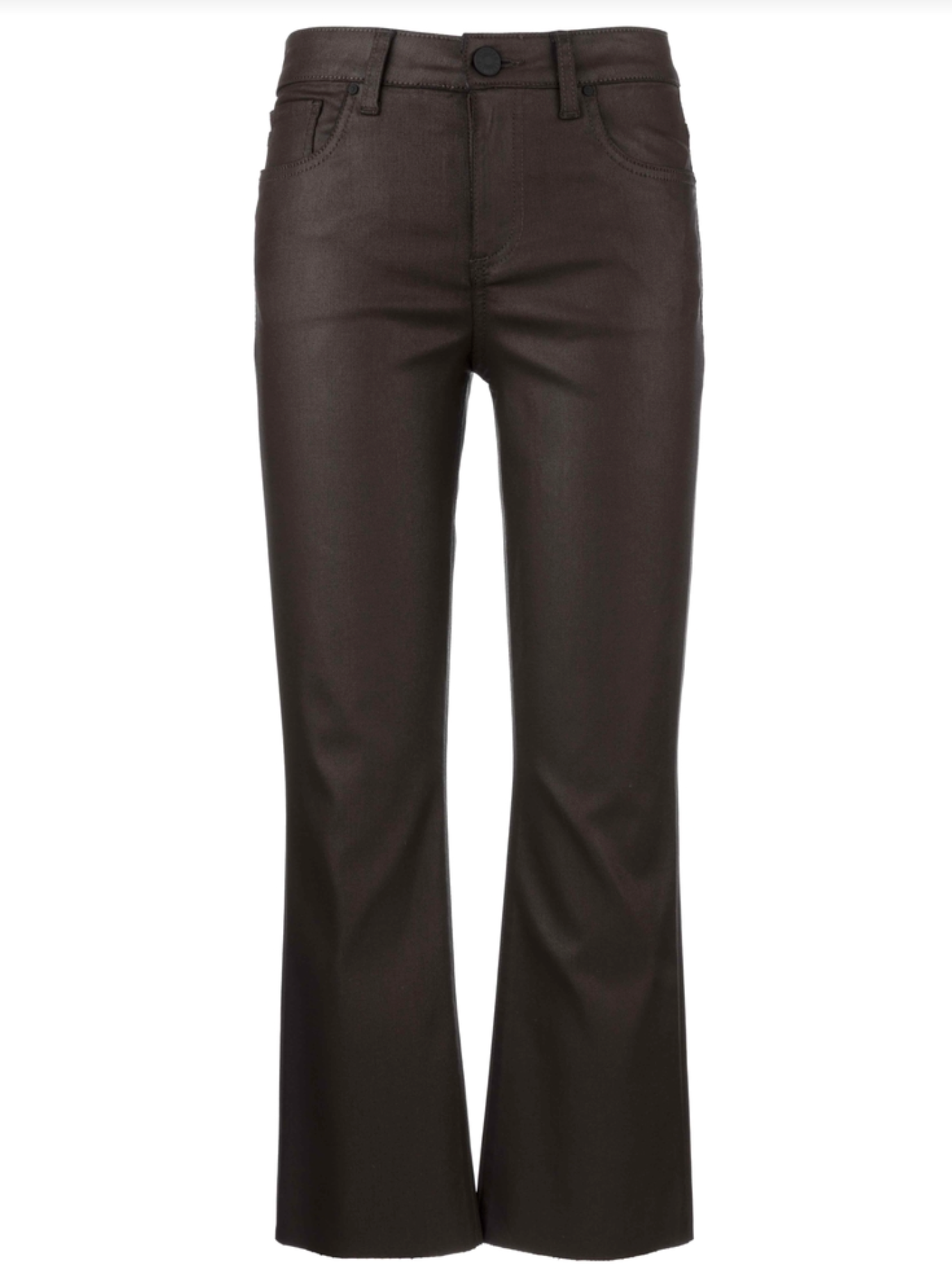 Kelsey Coated High Rise Ankle Flare Jean - Chocolate