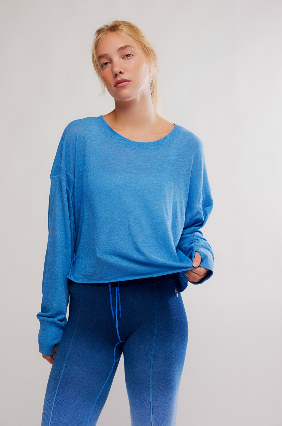 Free People My Time Layer Shirt - Light Cobalt