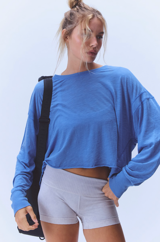 Free People My Time Layer Shirt - Light Cobalt