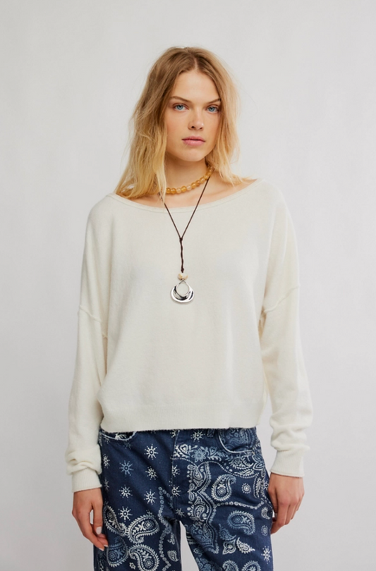 Free People See Me Pullover - White Combo