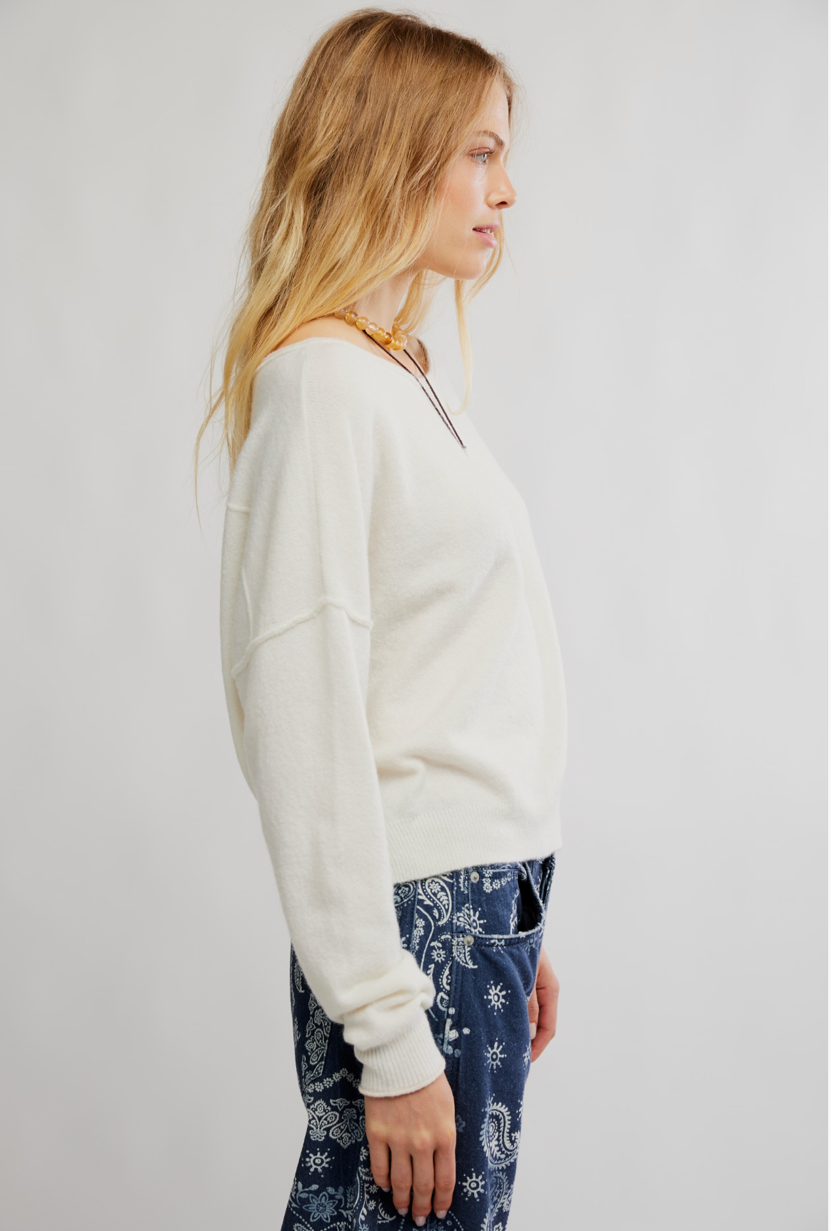 Free People See Me Pullover - White Combo