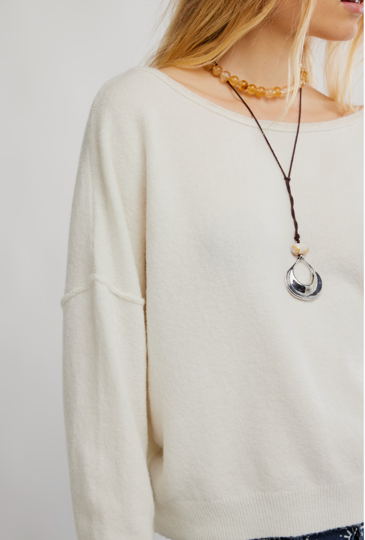 Free People See Me Pullover - White Combo