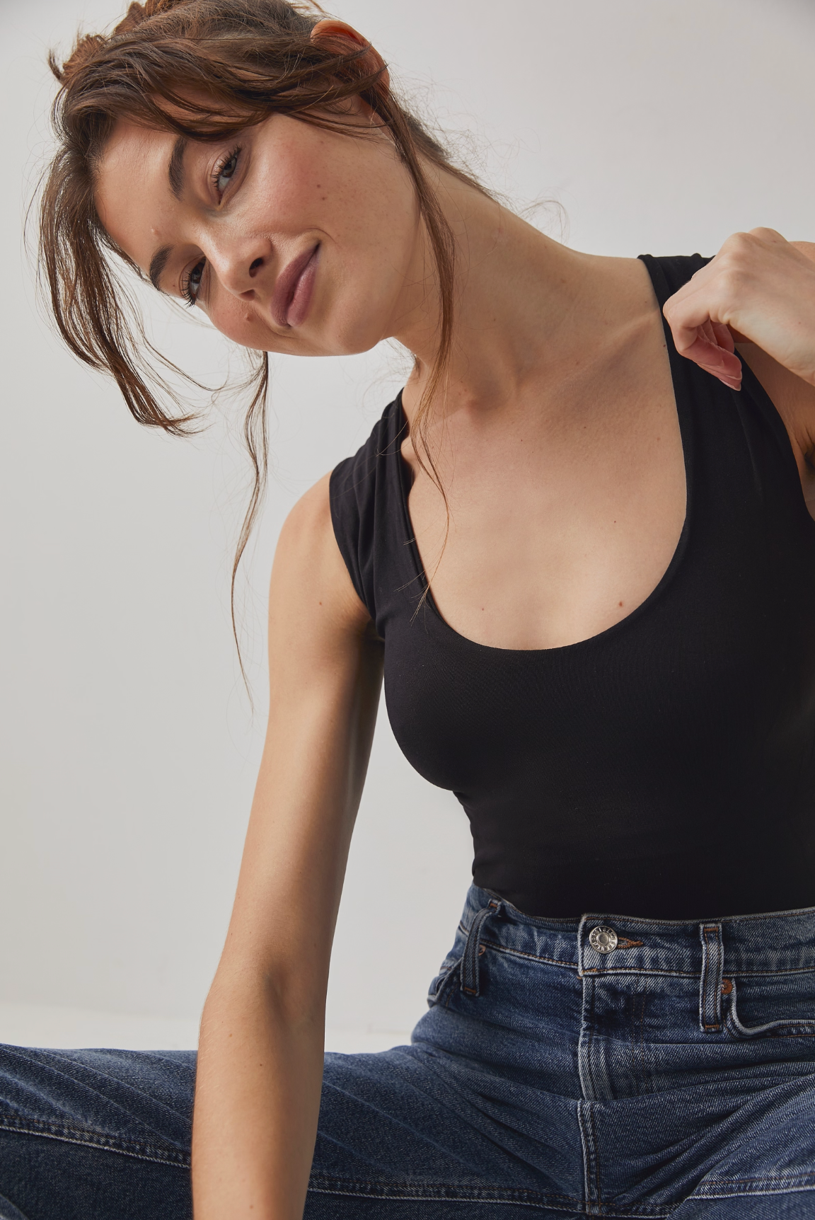 Free People Clean Lines Muscle Cami Top - Black