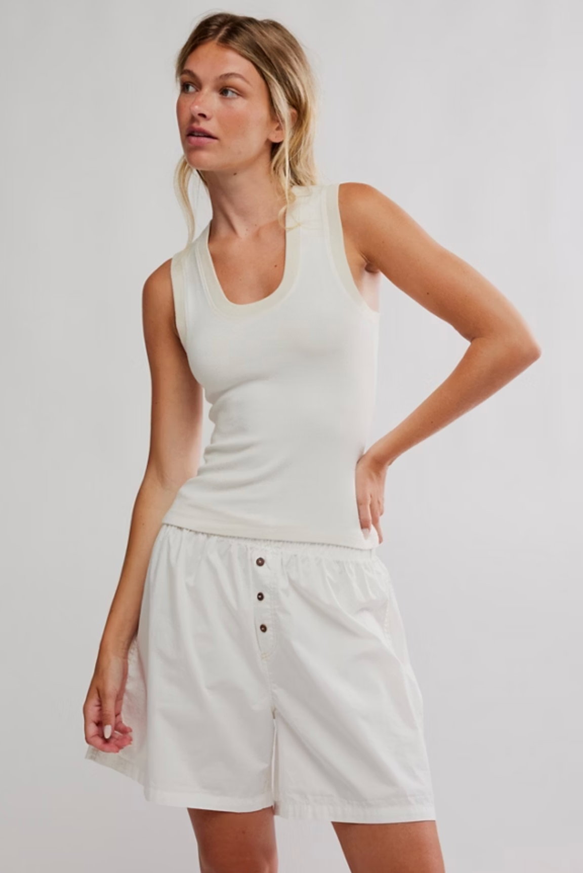 Free People Longer Days Tank Top - White Alyssum