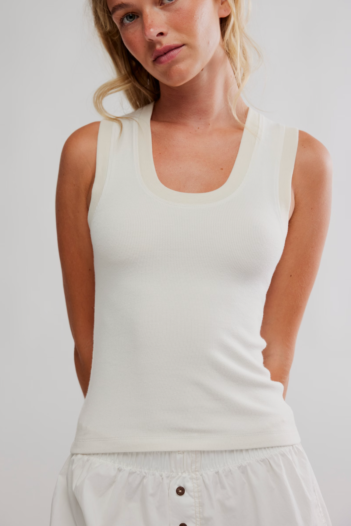 Free People Longer Days Tank Top - White Alyssum