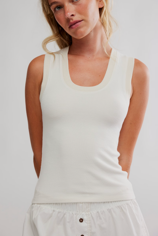 Free People Longer Days Tank Top - White Alyssum