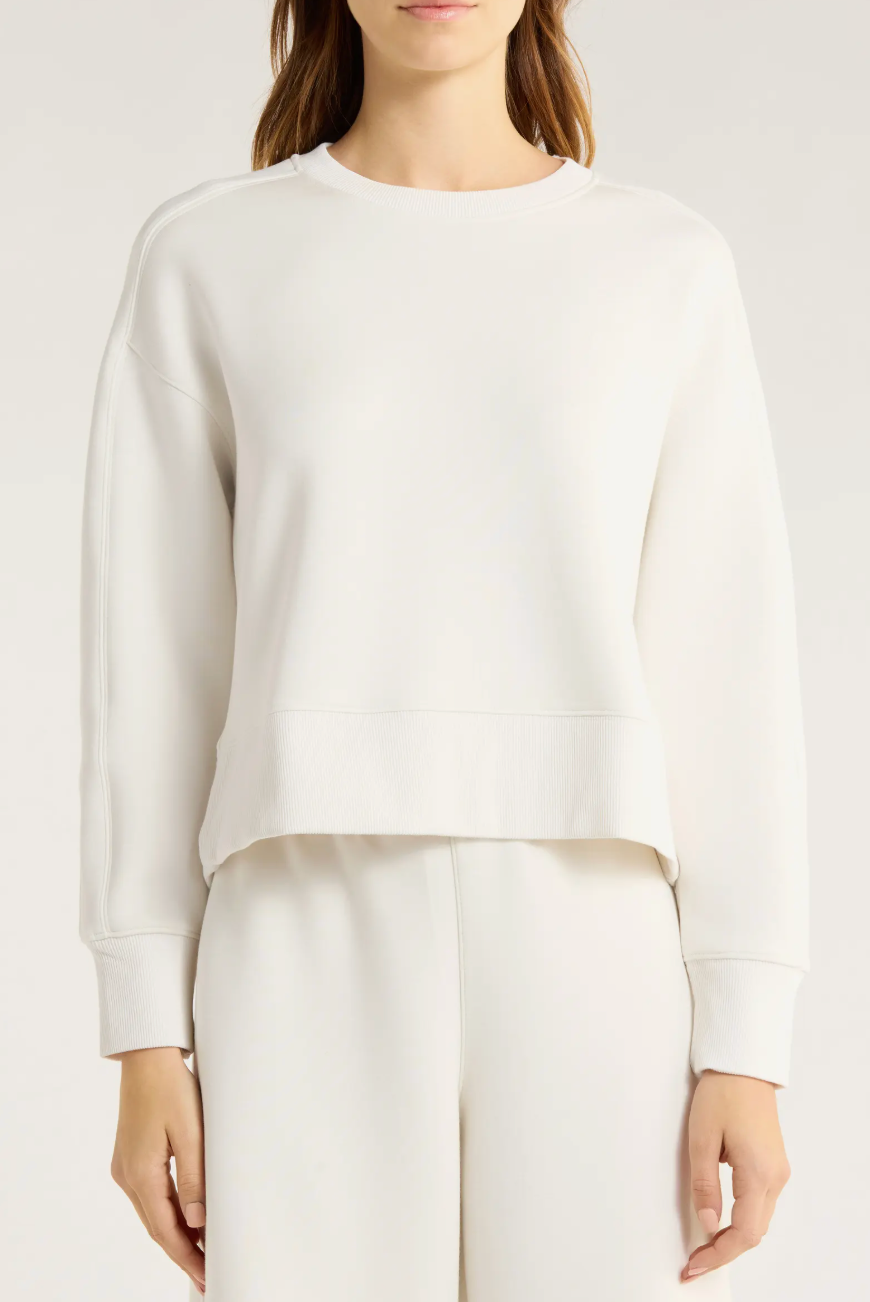 Spanx AirEssentials Luxe Crewneck Long Sleeve Top - Ivory