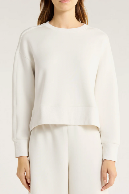 Spanx AirEssentials Luxe Crewneck Long Sleeve Top - Ivory