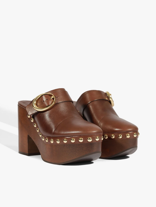 Piper Platform Leather Pump - Chestnut Brown