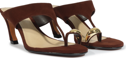 Maisie Mid Heel Sandal - Chestnut Brown